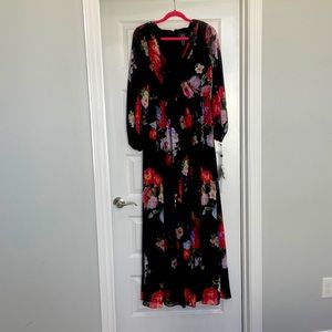 ADRIANNA PAPEL FLORAL CHIFON GOWN